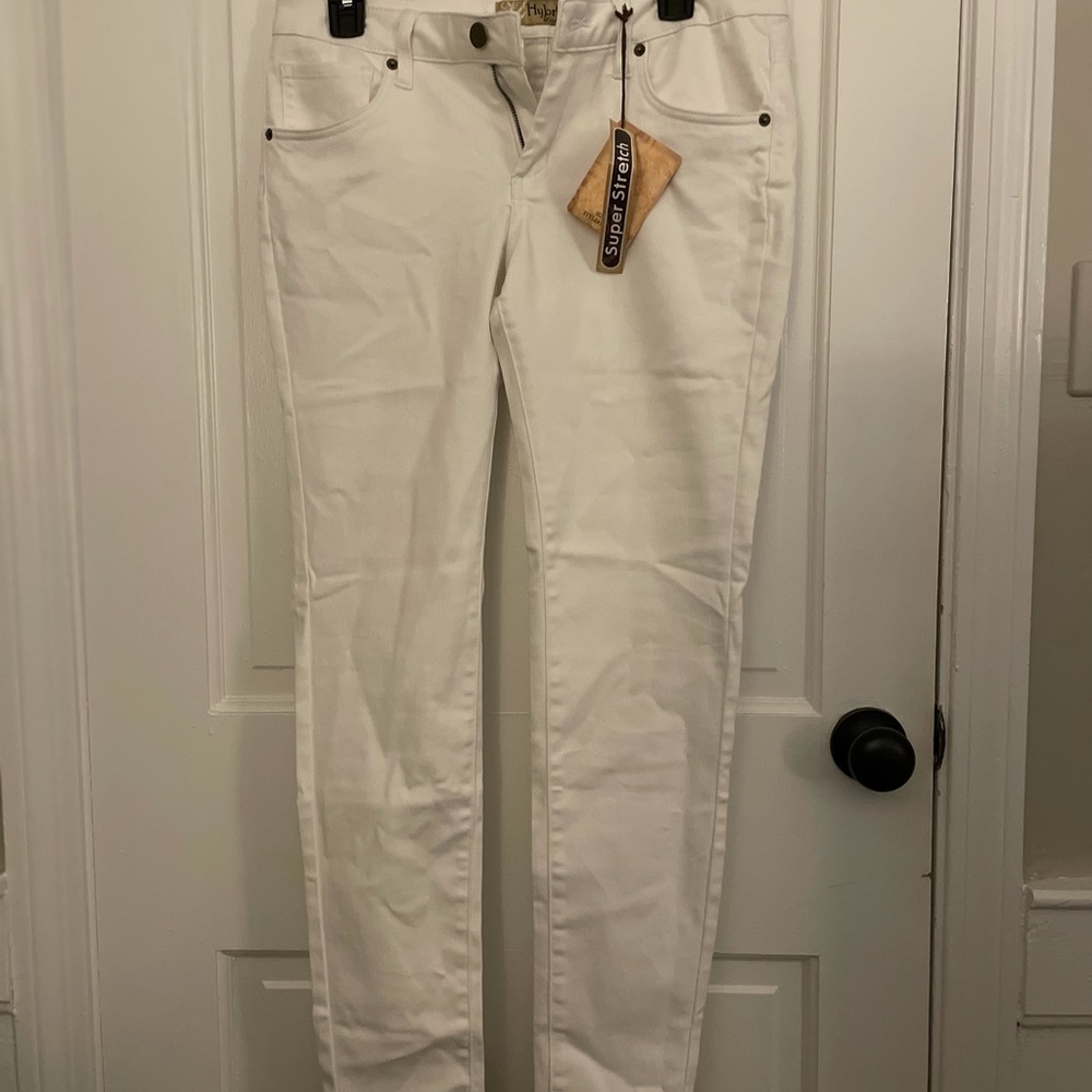 Hybrid & Company Womens Super Stretch White Jeans